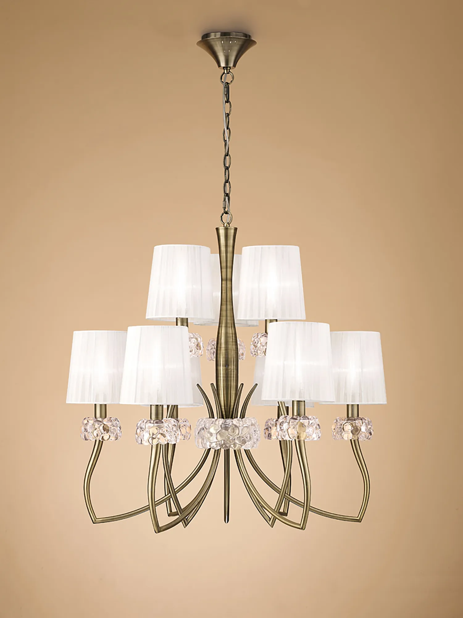 Loewe Antique Brass-White Ceiling Lights Mantra Multi Arm Fittings Loewe Antique Brass-White Ceiling Lights Mantra Multi Arm Fittings